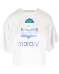 Isabel Marant - Kyanza Linen Crop T-Shirt With Logo - Lyst