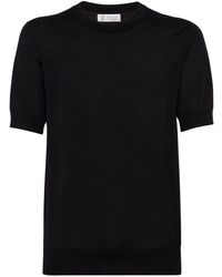 Brunello Cucinelli - Black Cotton And Silk T-shirt - Lyst