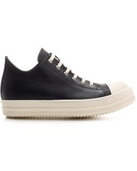 Rick Owens Rubber Strobe Low Top Sneaker With Jumbo Laces In Black/milk ...