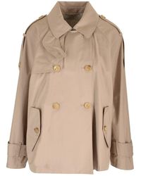 Max Mara The Cube - Short Double-breasted Trench Coat In Water-repellent Twill - Lyst