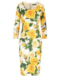 Dolce & Gabbana - Roses Printed Midi Dress - Lyst