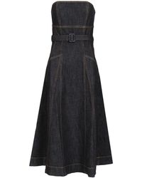 Self-Portrait - Denim Bandeau Midi Dress - Lyst