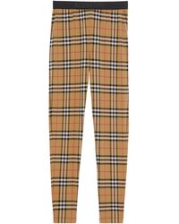 Burberry Checked Leggings - Natural