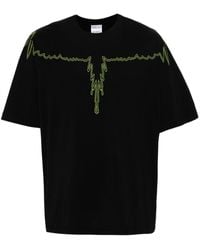 Marcelo Burlon - Black T-shirt With Stitched Wings Print - Lyst