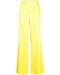 P.A.R.O.S.H. Floral-jacquard Wide-leg Pants - Yellow