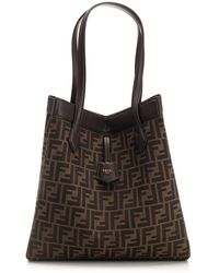 Fendi - Origami Large Hand Bag All Over Jacquard Ff Tabacco - Lyst