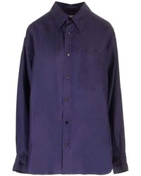 Lemaire - Loose-fitting "iris" Shirt In Purple Silk - Lyst