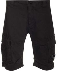 C.P. Company - Black Cotton Cargo Bermuda Shorts - Lyst
