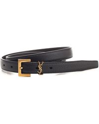 Saint Laurent - Monogram Belt In Black Leather - Lyst