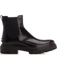 Tod's - Black Leather Ankle Boot - Lyst