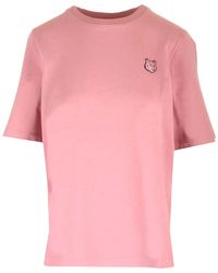 Maison Kitsuné - Pink T-shirt With Baby Fox Patch - Lyst