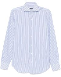 Barba Napoli - "culto" Striped Shirt White And Blue - Lyst