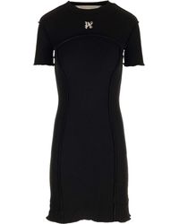 Palm Angels - Black Mini Dress With Monogram - Lyst