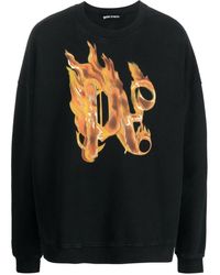 Palm Angels - Burning-print Cotton Sweatshirt - Lyst
