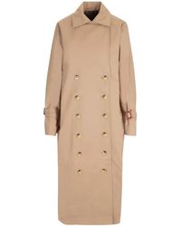 Totême - Beige Long Double-breasted Trench Coat - Lyst