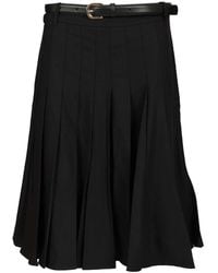 Self-Portrait - Pleated Twill Midi Skirt Skirts - Lyst