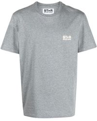 Golden Goose - Grey T-shirt With Logo And Star - Lyst
