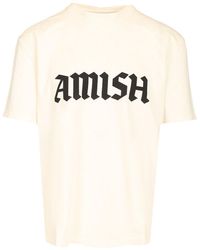 AMISH - T-shirt With Gothic Logo - Lyst
