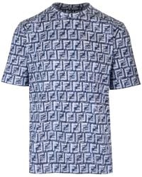 Fendi - Blue All Over Ff Print Shirt Sleeve T-shirt - Lyst