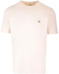 C.P. Company - White T-shirt With Logo Patch - Lyst