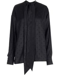 Balenciaga - Black Blouse With Jacquard Logo - Lyst