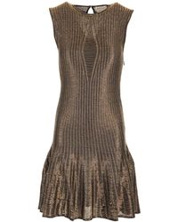 Alexander McQueen - Metallic Knit Mini Dress - Lyst