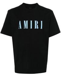 Amiri - Black T-shirt With Light Blue Logo - Lyst