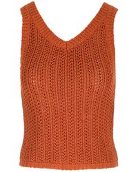 Max Mara - Arrigo Orange Cotton Knit Tank Top - Lyst