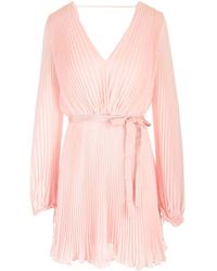 Max Mara - Pink Pleated Chiffon Mini Dress - Lyst