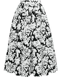 Alexander McQueen - Damask-print Faille Midi Skirt - Lyst