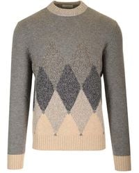 Ballantyne - Diamond Mouline' Wool Sweater - Lyst