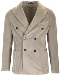 Guarinucci - Double-breasted Blazer In Washed Denim - Lyst