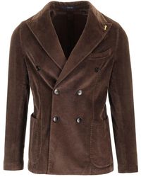Guarinucci - Double-breasted Blazer In Washed Denim - Lyst