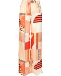 Fendi - Patchwork Print Silk Trousers - Lyst