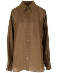 Lemaire - Loose Brown "iris" Shirt - Lyst