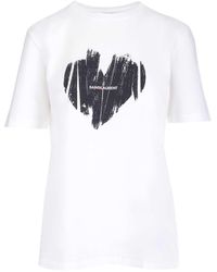 Saint Laurent - White T-shirt With Black Heart - Lyst