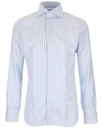 Barba Napoli - "culto" Striped Shirt White And Blue - Lyst