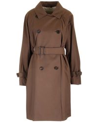 Max Mara The Cube - Tan Double-breasted Trench Coat - Lyst