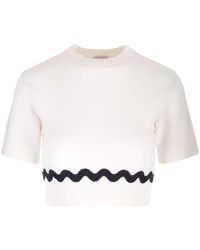 Patou - Short Sweater With Wave Design - Lyst
