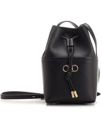 Ferragamo - Ferragamo Gancini Mini Leather Bucket Bag - Lyst