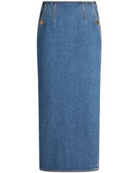 Etro - Washed Denim Long Skirt - Lyst
