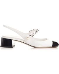Miu Miu - Chain Detail Patent Slingback Heels - Lyst