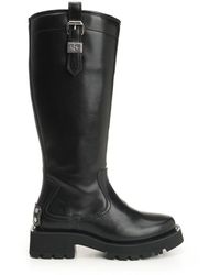 Ganni - Studs High Boot Crinkle Oleatex Boots - Lyst