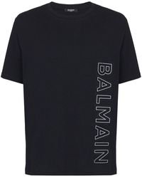 Balmain - Black T-shirt With Embossed Logo - Lyst