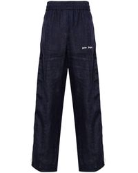 Palm Angels - Logo-Print Linen Track Pants - Lyst