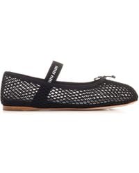 Miu Miu Mesh Fabric Ballerinas in White | Lyst