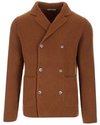 Al Duca d'Aosta - Brown Double-breasted Cardigan - Lyst
