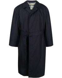 Maison Margiela Cotton And Denim Trench Coat in Black for Men | Lyst
