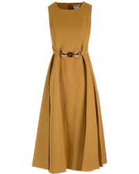 Max Mara - "amelie" Linen And Cotton Dress - Lyst