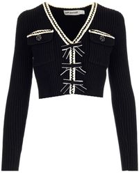 Self-Portrait Ivory Bow Detail Cardigan 